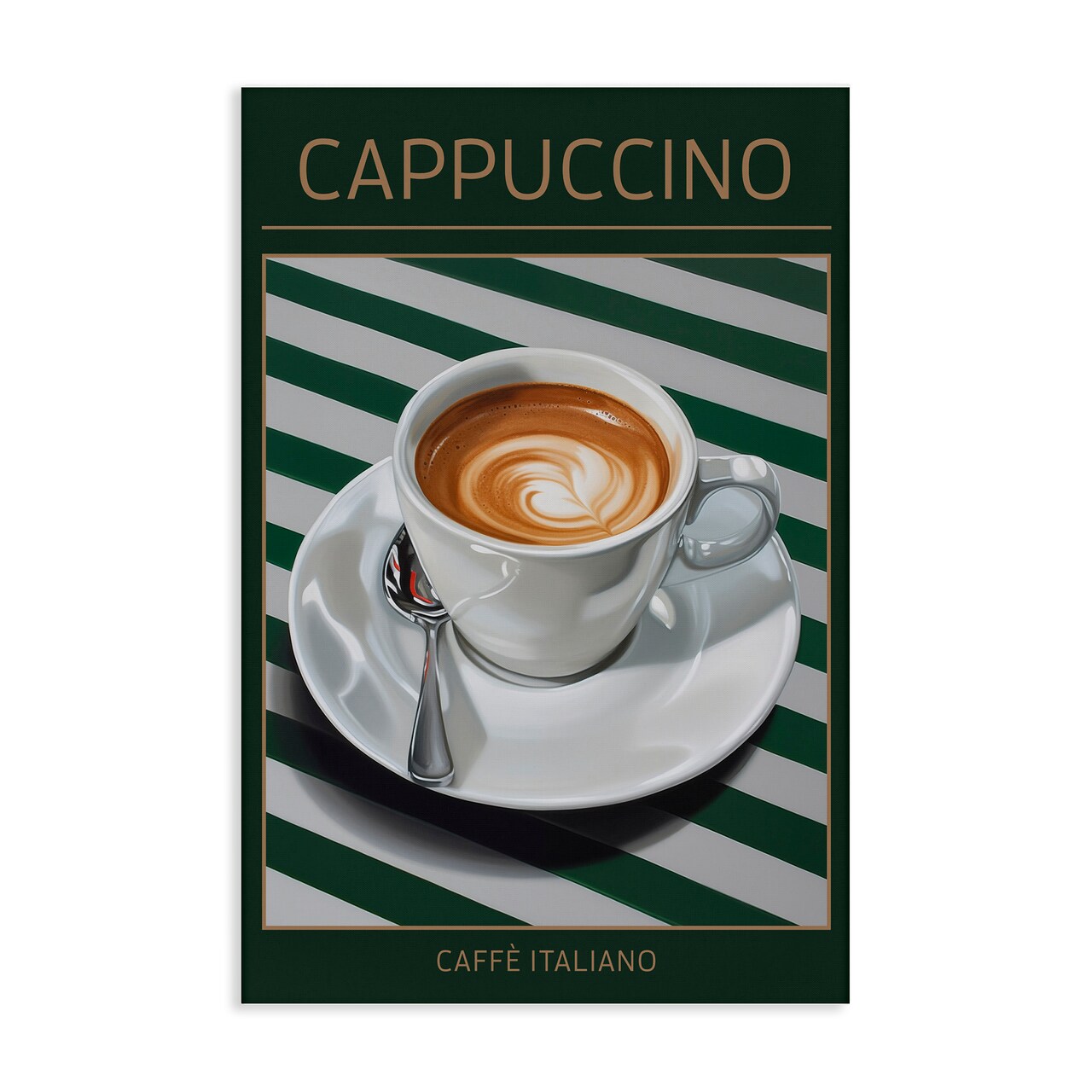 Stupell Industries Cappuccino Coffee over Stripes Canvas, design by Andreas Magnusson